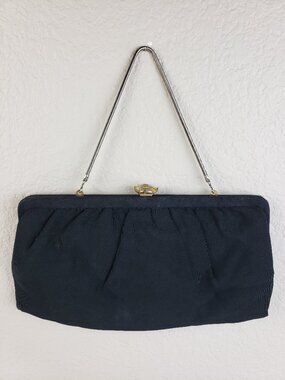 Vintage 1960s 50s Bobbie Jerome Mini Purse Clutch Art Deco Kiss Lock Chain Strap